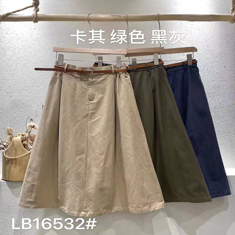Loose-fitting design Minimalist Straight style Casual Solid color cotton and linen oversized custom Midi Skirt 16532