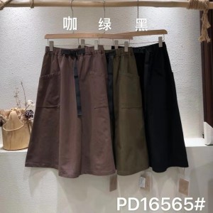 Loose-fitting design Minimalist Straight style Casual Solid color cotton and linen oversized custom Midi Skirt 16565