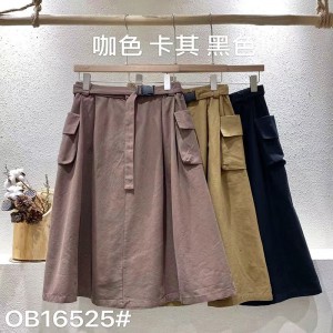 Loose-fitting design Minimalist Straight style Casual Solid color cotton and linen oversized custom Midi Skirt 16525