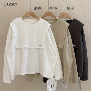 Loose-fitting design Minimalist Round Collar style Stitched sleeve style Casual Solid color cotton and linen oversized custom 12621 Sweatshirts
