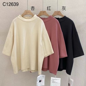 Loose-fitting design Minimalist Round Collar style Stitched sleeve style Casual Solid color cotton and linen oversized custom 12639 Sweatshirts