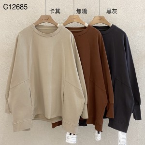 Loose-fitting design Minimalist Round Collar style Stitched sleeve style Casual Solid color cotton and linen oversized custom 12685 Sweatshirts
