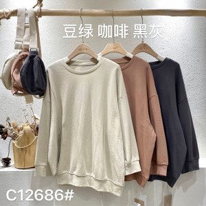 Loose-fitting design Minimalist Round Collar style Stitched sleeve style Casual Solid color cotton and linen oversized custom 12686 Sweatshirts
