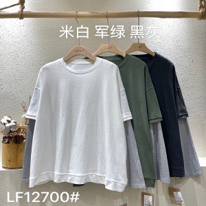 Loose-fitting design Minimalist Round Collar style Stitched sleeve style Casual Solid color cotton and linen oversized custom 12700 Sweatshirts