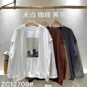 Loose-fitting design Minimalist Round Collar style Stitched sleeve style Casual Solid color cotton and linen oversized custom 12709 Sweatshirts