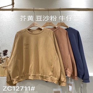 Loose-fitting design Minimalist Round Collar style Stitched sleeve style Casual Solid color cotton and linen oversized custom 12711 Sweatshirts