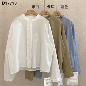 Loose-fitting design Minimalist Stylish Casual Solid color Striped Checked oversized custom 17718 Round collar shirt