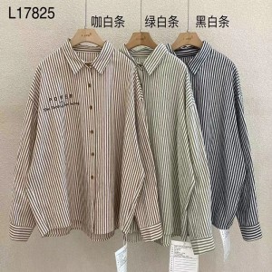 Loose-fitting design Minimalist Stylish Casual Solid color Striped Checked oversized custom 17825 Vertical striped Shirt