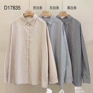 Loose-fitting design Minimalist Stylish Casual Solid color Striped Checked oversized custom 17835 Vertical Striped Shirt