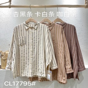 Loose-fitting design Minimalist Stylish Casual Solid color Striped Checked oversized custom 17795 Vertical striped Shirt