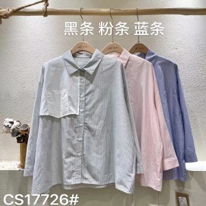 Loose-fitting design Minimalist Stylish Casual Solid color Striped Checked oversized custom 17726 Vertical Striped Shirt